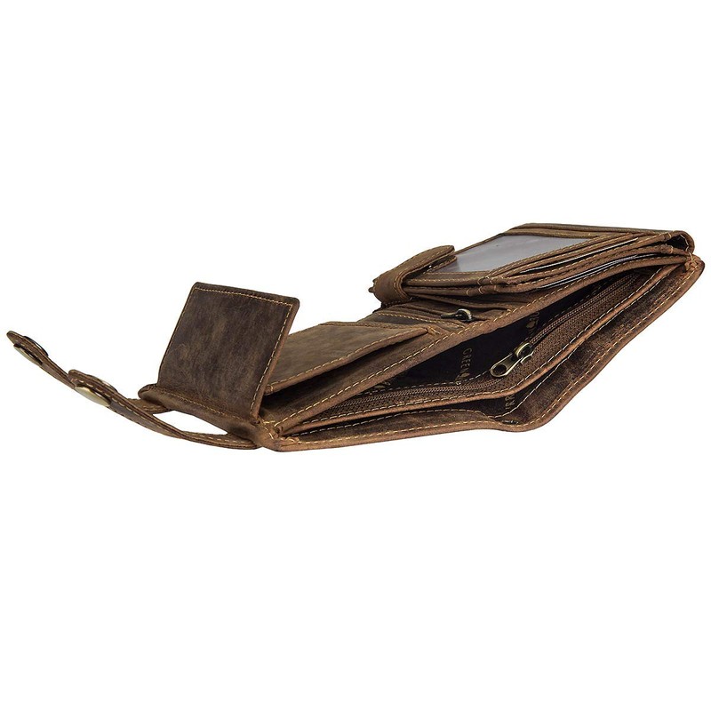 Greenburry BV-1796AC-RFID-25/Chain Vintage RFID Leather Biker Wallet with Chain, brown,