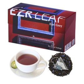 ERZ Leaf Earl Grey Ceylon Black Tea Premium Whole Leaf with Bergamot & Cornflower Blend, 20 Pyramid Tea Bags 2.1 Once, Gift Box Ready, Elegant Aroma, Smooth Flavor