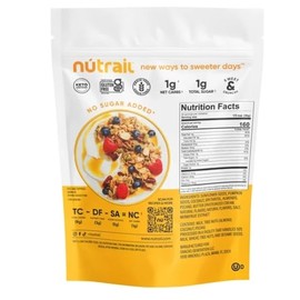 Nutrail Nut Granola Cereal Honey Nut Sweet & Crunchy Naturally Flavored Gluten Free Grain Free Keto Certified Low Carb Healthy Breakfast Cereal 22 OZ + Bonus 2 Sugar -Free White Peach Hydration Sticks
