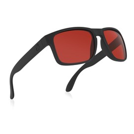 MAXJULI Sunglasses for Men, Polarized Sun Glasses for Men with TR90 Frame and UV400 Protection for Driving Fishing 8120（Black Frame/Rose Red Lens）