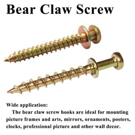 laffeya Double-Headed Bear Claw Picture Hanging Screw, 4 in 1 Screw Hook, Work in Drywall and Wood Studs (Mix Size, 40)