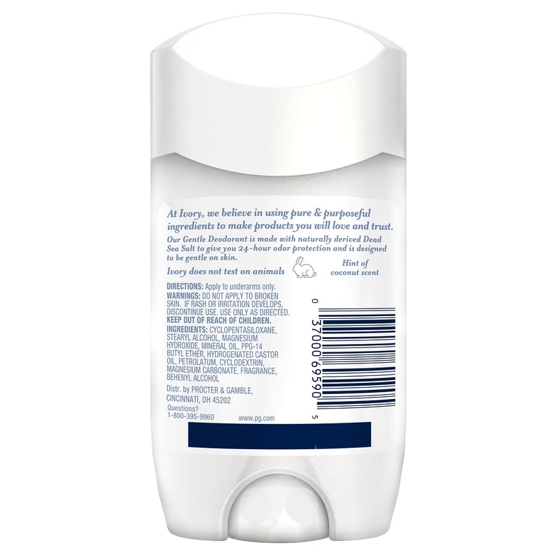 Ivory Aluminum Free Deodorant, Hint of Aloe, All Day Protection,