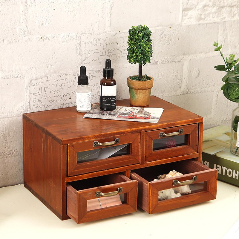 ILWorkTLs 16 Drawers Wooden Storage Box,Desktop Storage Cabinet with Handles,Stackable