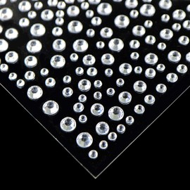 Rhinestone Sticker (Decal), Jewelry Type, 0.08 - 0.2 inches (2 - 5 mm), Silver, 1 Sheet, Sparkling Puffy Round 080