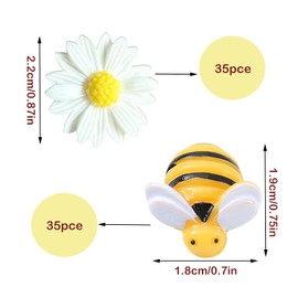 Nexolia 70Pcs Bee Daisy Decorations, Resin Cartoon Daisy Bumblebee Decor, Suitable for DIY Decoration of Phone Cases, Gardens, and Cakes