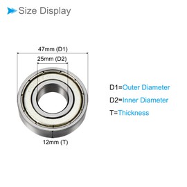 CoCud Deep Groove Ball Bearings, 6005Z Model 25mm x 47mm x 12mm, Carbon Steel Single Shield Bearings - (Applications: for Motor Skateboards Roller Wheels)