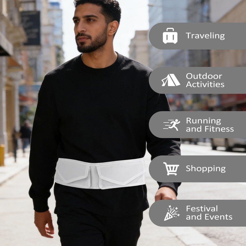Ihram Belt for Men,Multi-Pocket Adjustable Waist Bag,Ideal for Ihram for