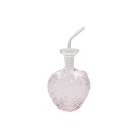 Creative Co-Op 12-Ounce Glass Strawberry Shaped Oil Cruet with Stopper, Pink