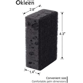 Okleen Black Scrub Sponges. Made in Europe. 9 Pack, 4.3x2.8x1.4 inches. Heavy Duty and Non Scratch Fiber. Kitchen Sponges Pack with No Smell. for Dishes and Household Washing
