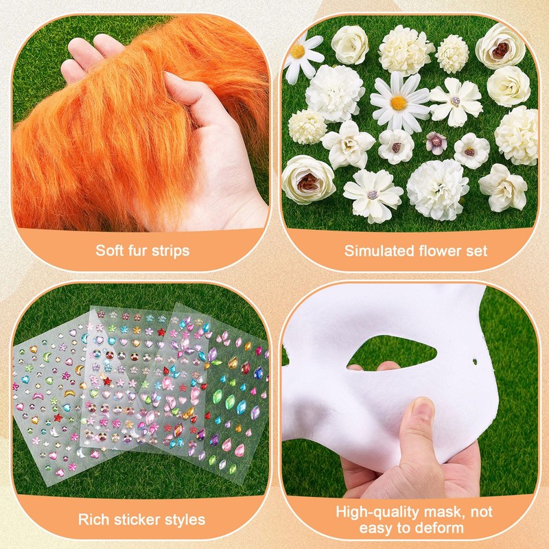 Seenelling 31 Pcs DIY Therian Mask Kit Blank Cat Mask