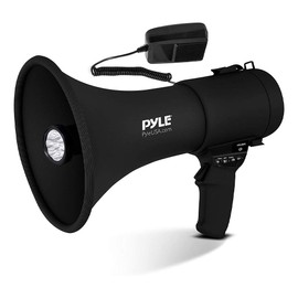 Pyle Portable PA Megaphone Speaker with Built-in Rechargeable Battery, Black (Renewed)