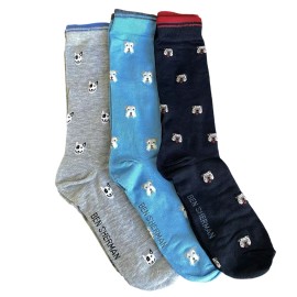 Ben Sherman Dog Motif Everyday Socks Gift Boxed Set of 3 US Shoe Size 6-12 NEW