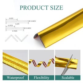 YEFANXI Self Adhesive Wall Corner Protector,16.4FT*0.8IN Inside & Outside Corner Trim,Wall Corner Guard&Edge Protector,Peel and Stick Molding Trim, for Wall, Tables,Furniture,Countertop (Gold)
