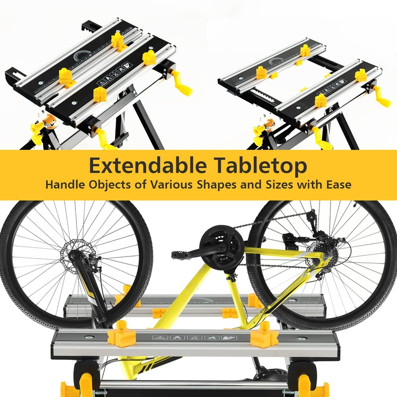 IRONMAX Portable Workbench, Folding Work Table with 7-Level Height Adjustable,