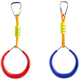 Ninja Slackline Accessories – Multicolor Gymnastic Rings Set of 2 with carabiners – Monkey bar Rings for Backyard Obstacle Course