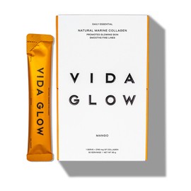 Vida Glow - Natural Hydrolyzed Marine Collagen Sachets | Promotes Glowing Skin + Smoothes Fine Lines (Mango, 30 Sachets) … …