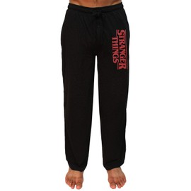Mad Engine Stranger Things Men's TV Show Original Logo Adult Loungewear Pajama Pants - Medium, Black