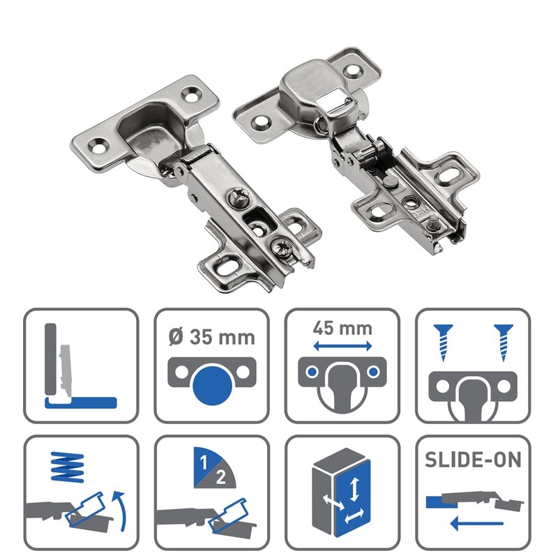 Pack of 10 Door Hinges 35mm Cup 110 Degree Kitchen
