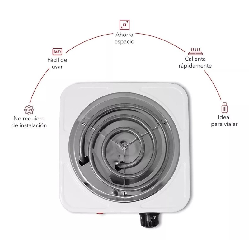 RCA Parrilla Electrica 1 Quemador Rca Hy1000a Alb Color Blanco