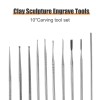 10Pcs Stainless Steel Clay Sculpture Engrave Tools for Modeling Carving9665