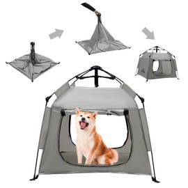 ASFANES Outdoor Pet Automatic Camping Tent, Pop up Cave Bed for Indoor Cats and Small Dogs, Portable Cat House Dog House, Grey.