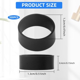 100 PCS Black Silicone Rubber Bands 0.5 Inch Small - Strong Heavy Duty Rubberbands Non-slip Elastic Rubber Bands for Wire, Cord, Cable Management in Home, Office, School