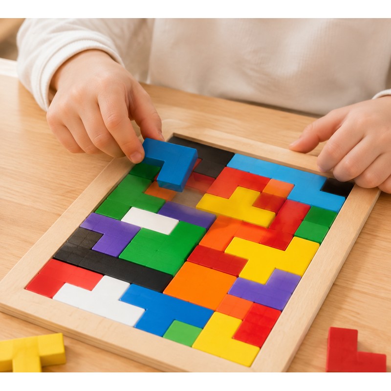 3 Pcs Wooden Tangram Puzzle Board for Kids – Colorful