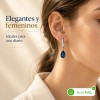 Aretes Plata 925 Mujer Gota Zirconia Azul Profundo Elegante