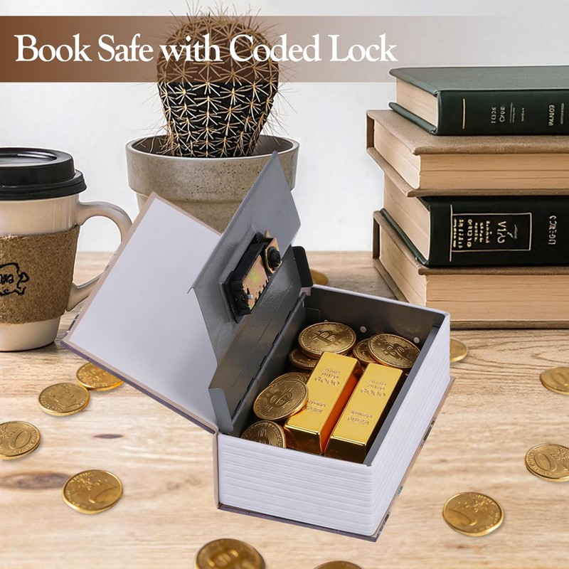 Book Safe with Combination Lock, 7.1 x 4.6 x 2.2in
