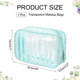 PATIKIL Clear Makeup Cosmetic Bag, 8"x5.7"x2.5" Transparent PVC Travel Toiletry Bag Waterproof Vinyl Organizer Makeup Pouch with Zipper for Women Men Airport Airline, Sky Blue