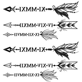 Oottati 2 Sheets Small Tiny Temporary Tattoo Stickers Arrow Feather