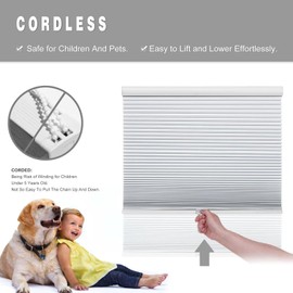 Changshade Cellular Shades Door Window Blinds Cordless Blackout, Honeycomb Blind Accordion Shade Room Darkening Indoor Pleated 1.5" Cell Easy to Install, Shade Size 55" Width×48" Height, White