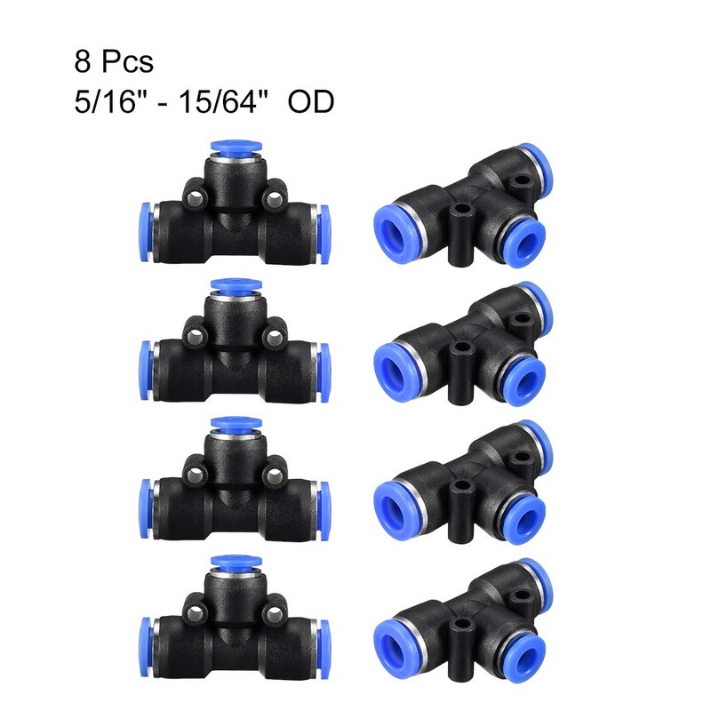 sourcing map Plastic Tee Push to Connect Tube Fittings 5/16"