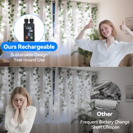 Lakumu 2-in-1 Fairy Lights Battery Operated, 200 LED String Lights with Remote & Timer, 66FT(2×33) Twinkle Lights for Bedroom Waterproof Indoor Outdoor Camping, Christmas Decorations, Cool White