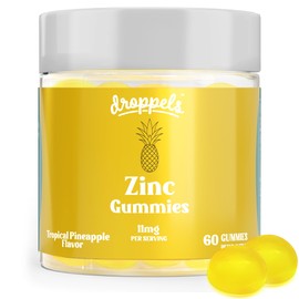 Droppels Zinc Citrate Immune Support Gummies, 11mg | Vegan, Pectin Plant-Based Immune Boosters for Adults | Tropical Pineapple Flavor, 60 Count (1-Month Supply)