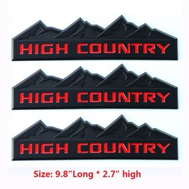 Yoaoo 3x Genuine Black High Country Emblem Badges Door Tailgate 3D Nameplate for Silverado 1500 2500Hd Sierra 3500Hd OEM Red