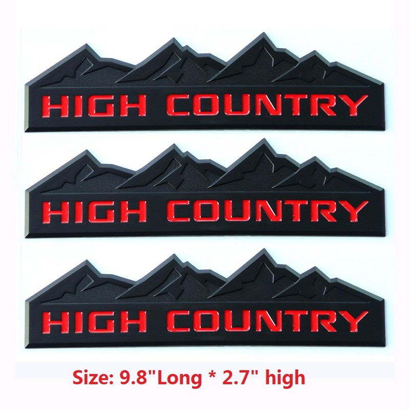 Yoaoo 3x Genuine Black High Country Emblem Badges Door Tailgate