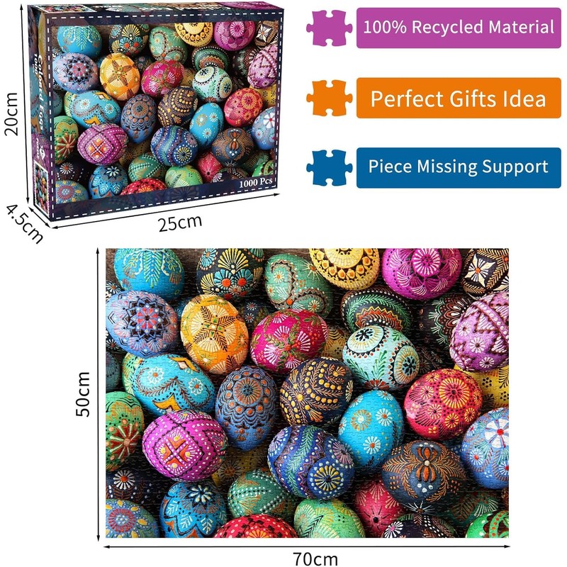 HUADADA Puzzles for Adults 1000 Piece-Easter Egg-1000 Piece Puzzles for