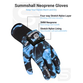 Summshall Neoprene Gloves 3 mm Neoprene Gloves for Men and Women Thermal Non-Slip Warming Diving Gloves with Elastic Wrist for Diving, Surfing, Snorkelling