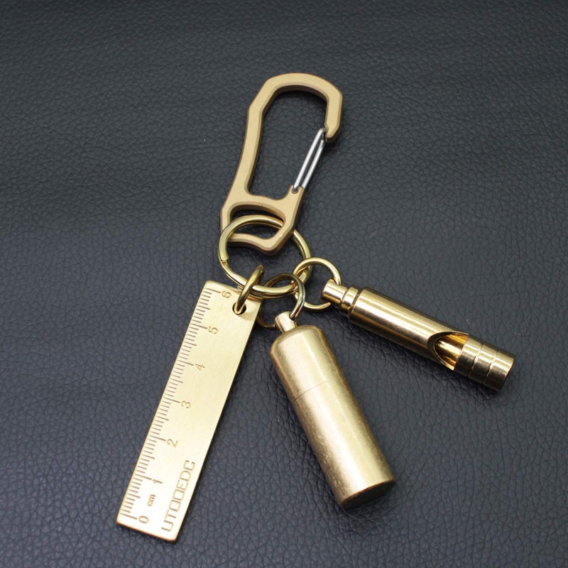 PPFISH 2PCS Solid Brass Heavy Duty Carabiner Keychain, EDC Quick