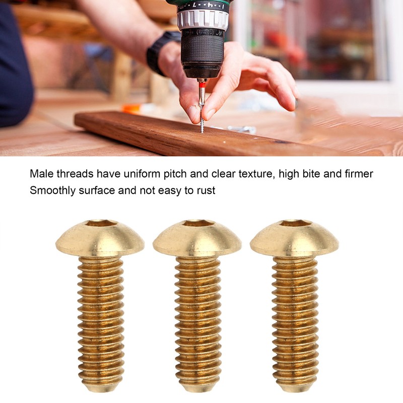 50Pcs Hex Socket Screws Half Round Head Pure Copper Hardware