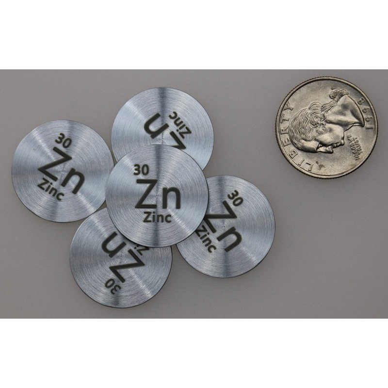 Zinc (Zn) 24.26mm Metal Disc 99.5% Pure for Collection or