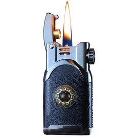 Leather Lighter Soft Flame Antique Style Refillable Vintage Candle Lighters for Collection Gift (Black)