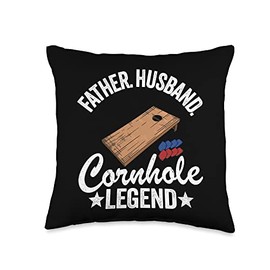 Funny Bean Bag Toss & Cornhole Gifts For Men Father Husband Legend Dad Corn Hole Funny Cornhole Throw Pillow, 16x16, Multicolor