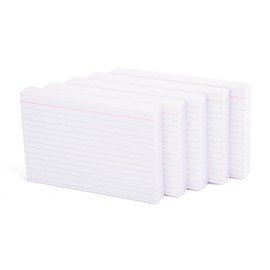 Mintra Office Index Cards (White Ruled 5pk (5pks of 100), 3in x 5in) - Notecards, Flashcards for School and Studying, Bulk Pack of Note Cards for Presentations, Public Speaking