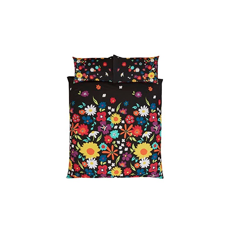 Rapport Home Brighton Floral Black Duvet Cover Set Single Multicoloured