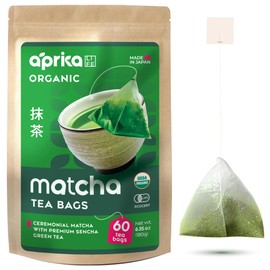 aprikalife Bolsitas de té verde matcha japonés orgánico - Matcha en polvo de grado ceremonial y mezcla de sencha de primavera de primera cosecha para 