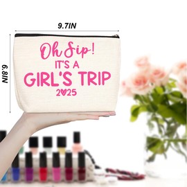 3Pcs Girl Trip 2025 Makeup Bag Funny Girls Trip Gifts Favors Girls Weekend Gifts Weekender Bag Summer Vacation Birthday Graduation Cosmetic Bag Travel Toiletry Bags Friendship Gifts for Women Friend