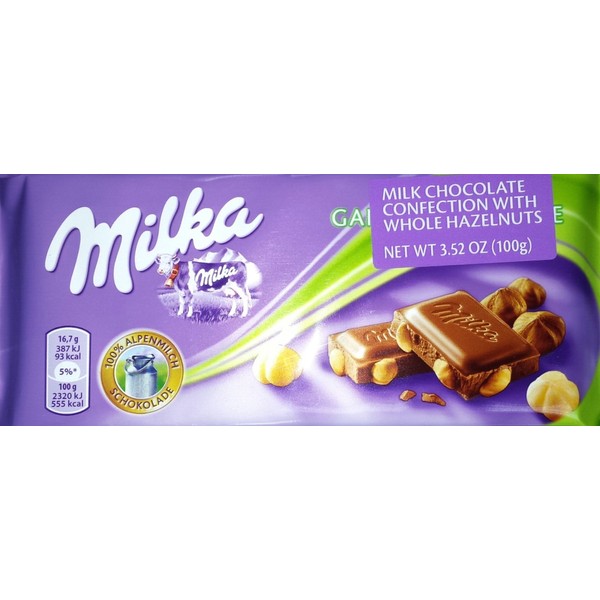 Milka Milk Chocolate with Whole Hazelnuts (Pack of 5)