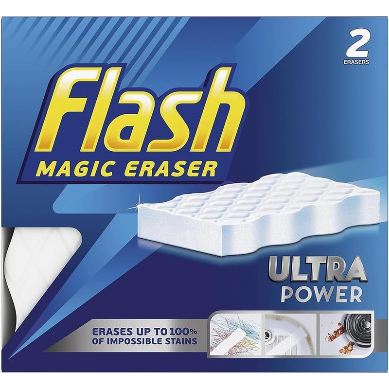 2 Flash Ultra Power Magic Eraser Sponge | Erases Impossible